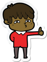 sticker of a cartoon curious man