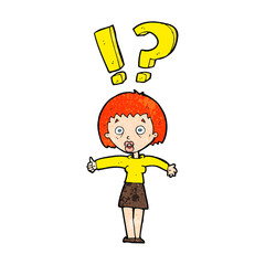 cartoon woman asking question