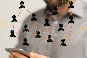 Abstract technology group and data 3d - connection