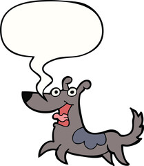 happy dog cartoon and speech bubble