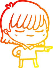 warm gradient line drawing cartoon woman