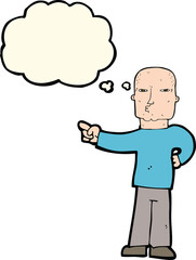 cartoon pointing man with thought bubble