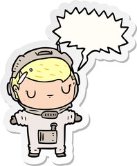 cute cartoon astronaut and speech bubble sticker
