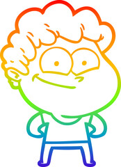 rainbow gradient line drawing cartoon happy man