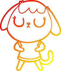 warm gradient line drawing cute cartoon dog