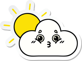 sticker of a cute cartoon sun and cloud