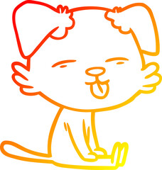 warm gradient line drawing cartoon dog sticking out tongue