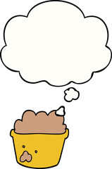 cartoon plant pot of earth and thought bubble