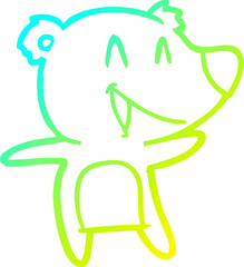 cold gradient line drawing laughing bear cartoon