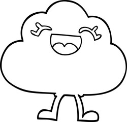 line drawing cartoon happy grey cloud