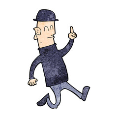 cartoon man wearing bowler hat