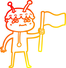 warm gradient line drawing friendly cartoon spaceman