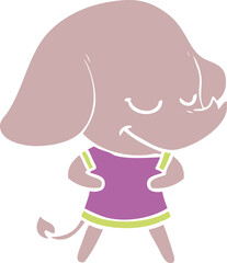 flat color style cartoon smiling elephant