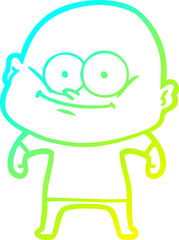 cold gradient line drawing cartoon bald man staring
