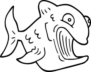 funny line drawing cartoon fish