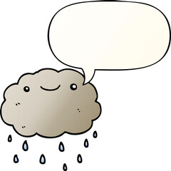 cartoon cloud and speech bubble in smooth gradient style