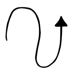 Black wavy arrow doodle vector illustration isolated on white