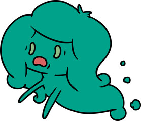 cartoon of kawaii scary ghost
