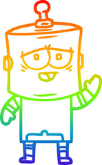 rainbow gradient line drawing cartoon robot