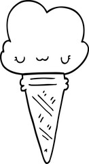 cartoon ice cream with face
