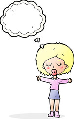 cartoon pointing woman with thought bubble