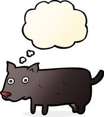 cartoon little dog with thought bubble