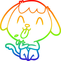 rainbow gradient line drawing cute cartoon dog