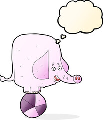 cartoon circus elephant with thought bubble