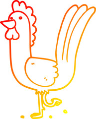 warm gradient line drawing cartoon rooster