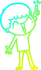 cold gradient line drawing cartoon happy man