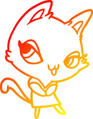warm gradient line drawing cute female cat