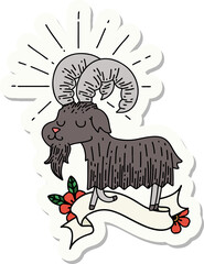 sticker of tattoo style happy goat