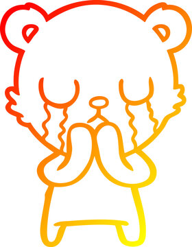 recommend clip art: warm gradient line drawing crying cartoon bear