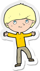 sticker of a cartoon excited boy