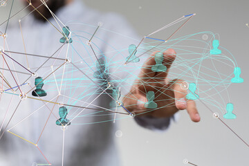 Global network. Blockchain. 3D illustration. Neural networks and artificial intelligence. Abstract ...