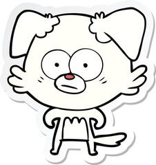 sticker of a nervous dog cartoon
