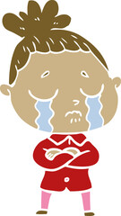 flat color style cartoon crying woman