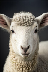 Fototapeta premium portrait of a sheep - Cute Baby Sheep - Created with Generative AI technology.