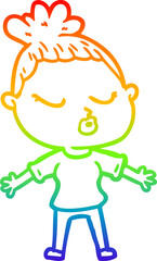 rainbow gradient line drawing cartoon calm woman