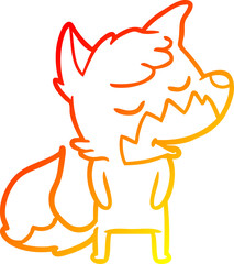 warm gradient line drawing friendly cartoon fox