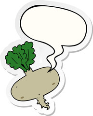 cartoon beetroot and speech bubble sticker