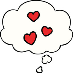 cartoon love heart and thought bubble