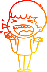 warm gradient line drawing cartoon laughing man