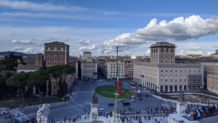 Rome, Italy, Piazza Venezia in Rome with the Palazzo Bonaparte on the left