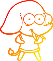 warm gradient line drawing happy cartoon elephant