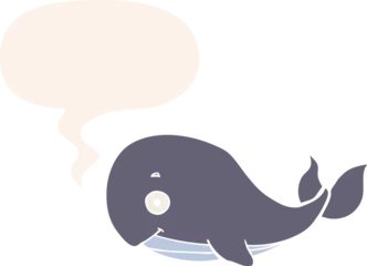 Poster cartoon whale and speech bubble in retro style © lineartestpilot