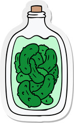 sticker cartoon doodle jar of pickled gherkins