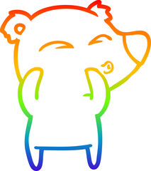 rainbow gradient line drawing cartoon whistling bear
