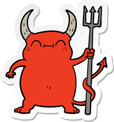 sticker of a cartoon little devil