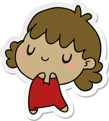 sticker cartoon of a cute kawaii girl